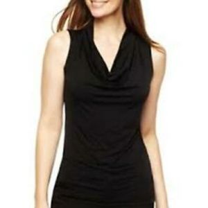 Black Cowl-Neck Sleeveless Top - Size L